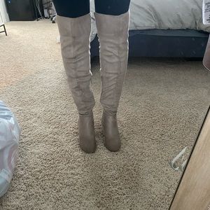 Brown suede over the knee boots